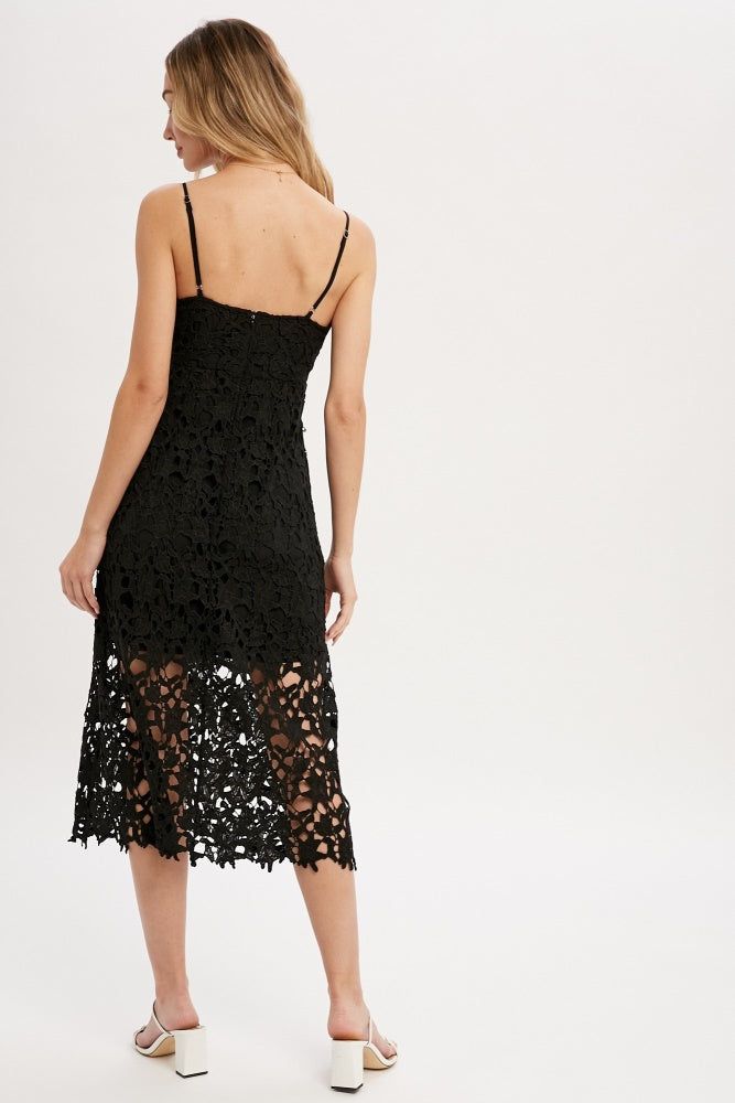 Black Crochet Lace Midi Dress sold by Pinkblush product image thumbnail 4