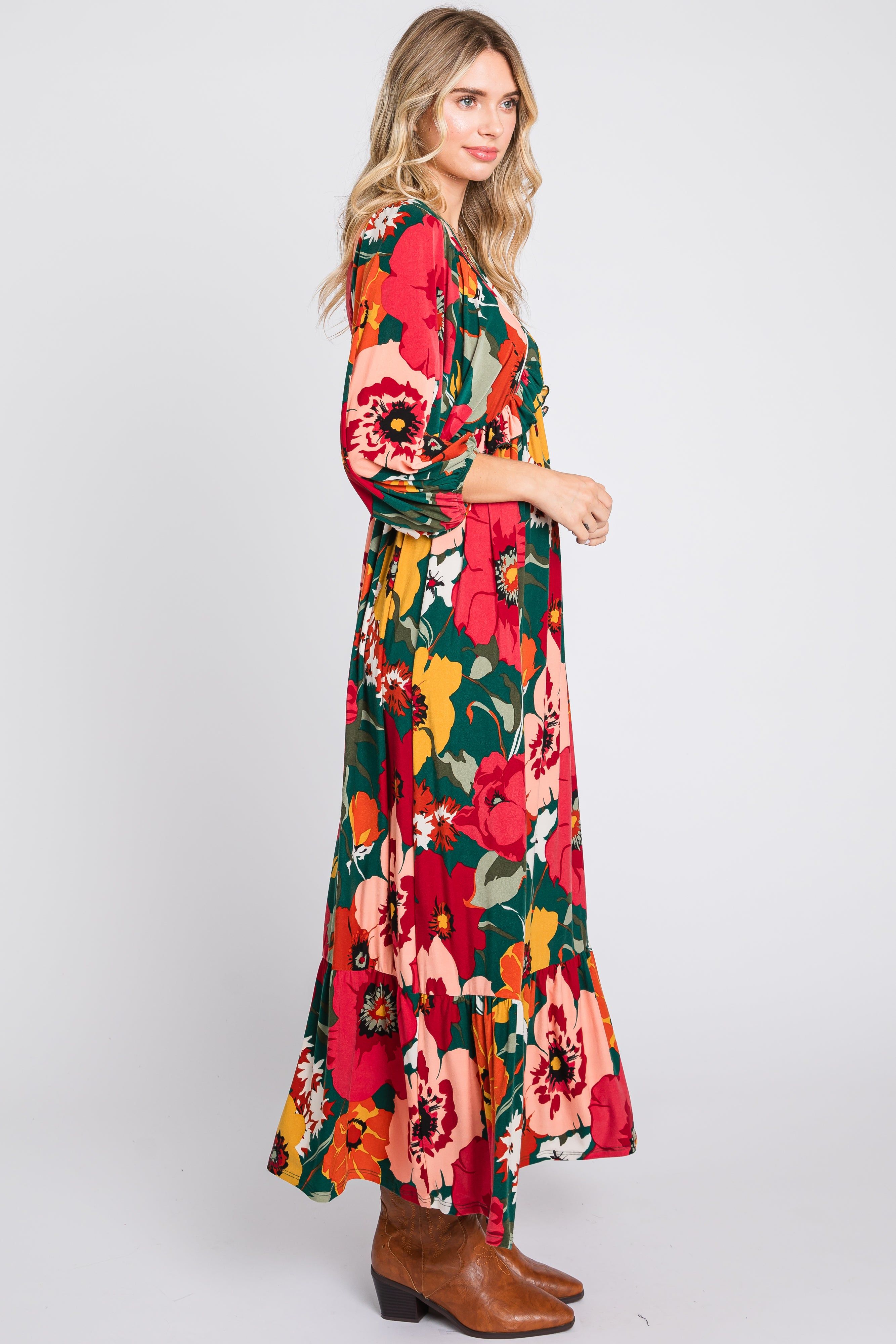 Forest Green Ruffle Accent Maxi Dress sold by Pinkblush product image thumbnail 2