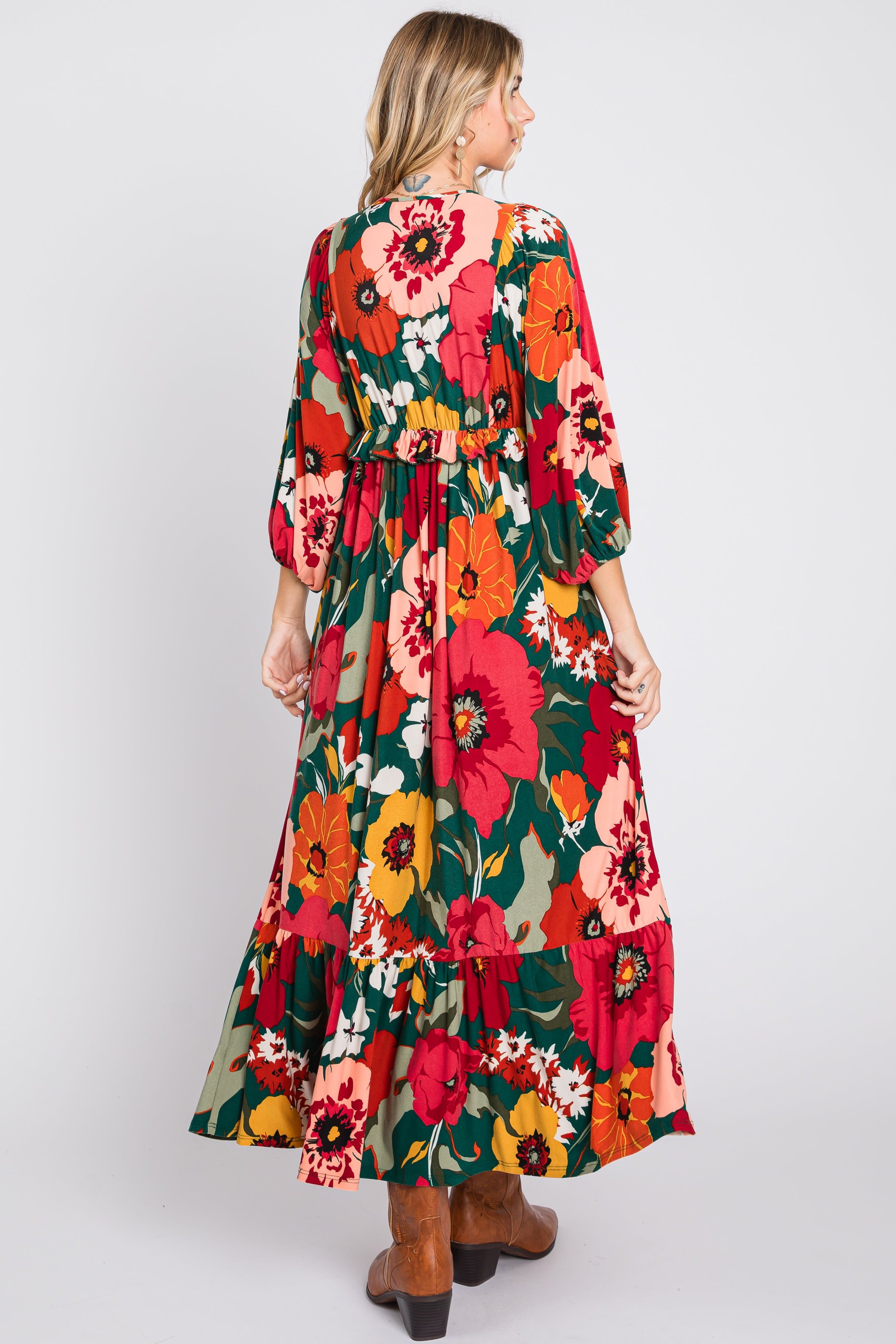 Forest Green Ruffle Accent Maxi Dress sold by Pinkblush product image thumbnail 3