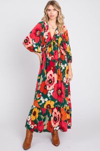 Forest Green Ruffle Accent Maxi Dress sold by Pinkblush