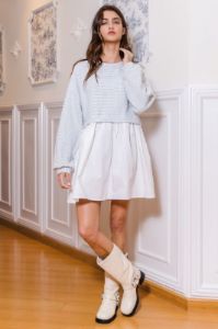 Blue Striped Top Contrast Oversized Dress sold by Pinkblush