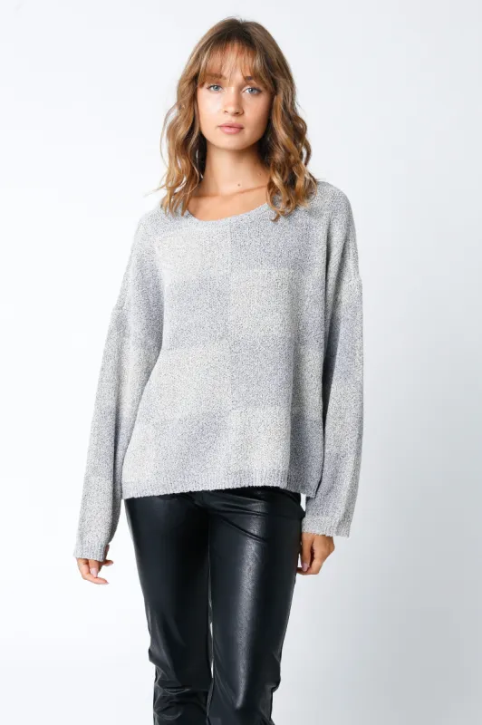 Grey Checkered Pullover Sweater sold by Pinkblush