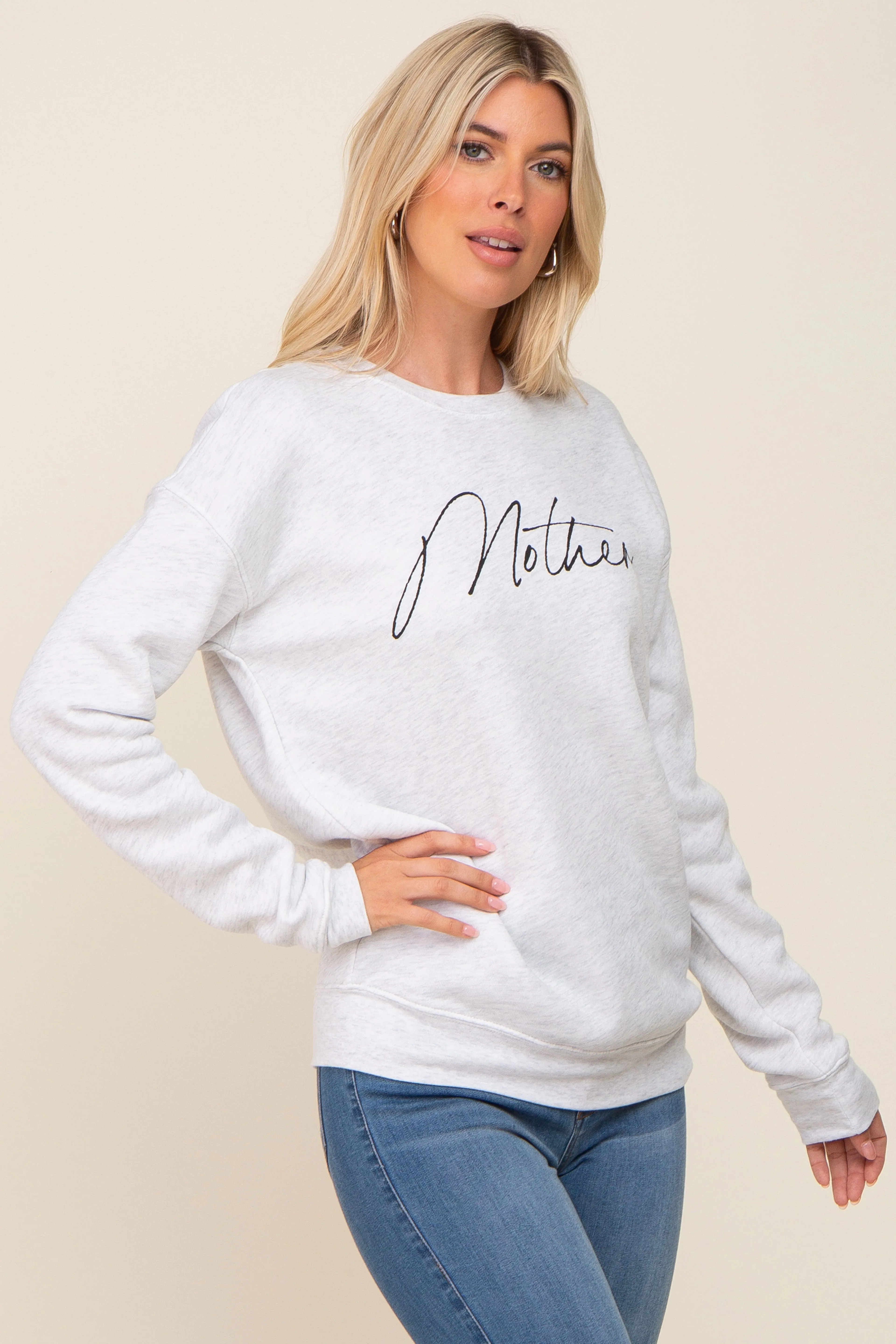 Heather Grey Ultra Soft Mother Sweatshirt sold by Pinkblush product image thumbnail 2