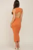 Rust Ribbed Back Cutout Fitted Maternity Midi Dress sold by Pinkblush