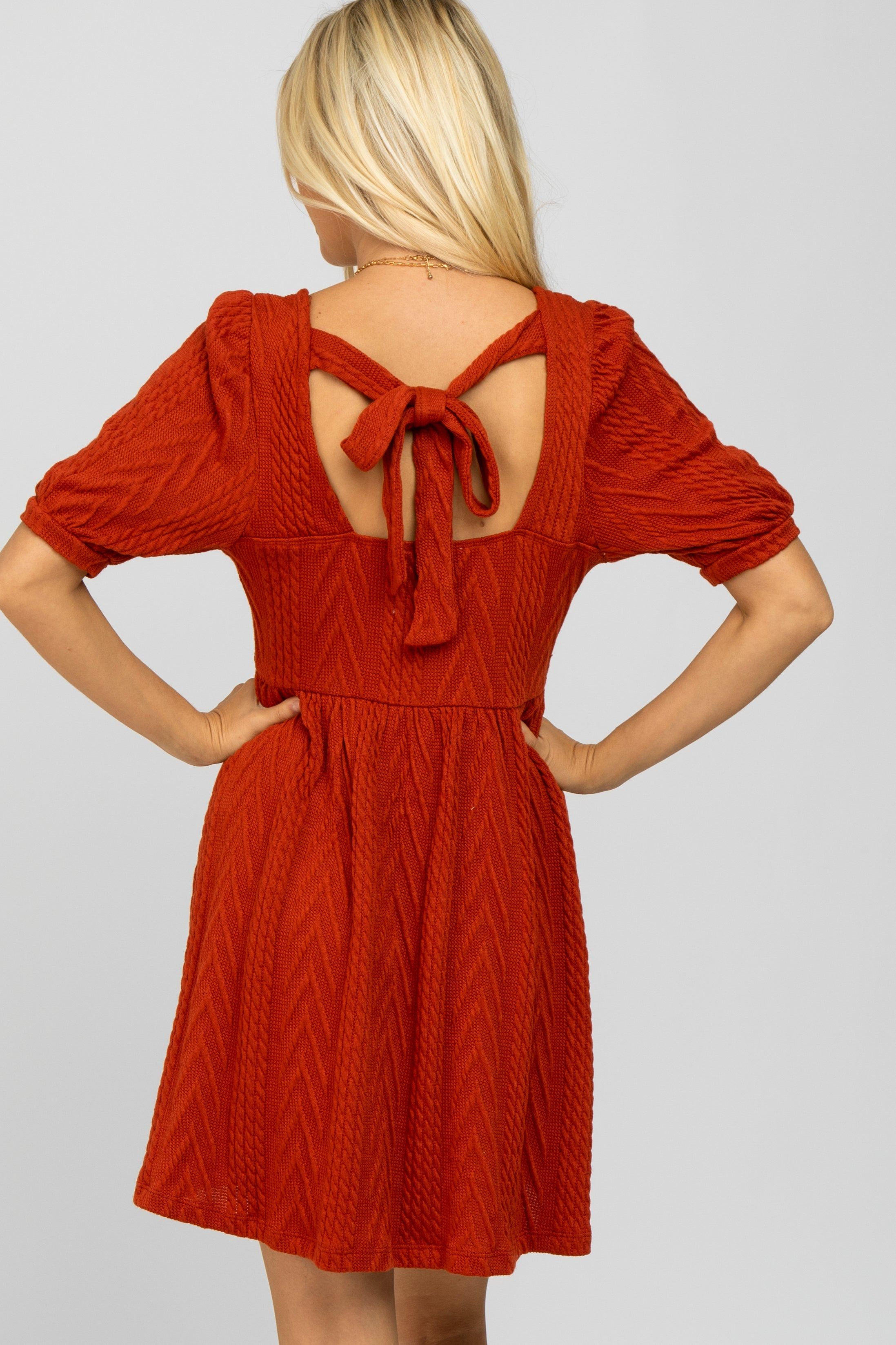 Rust Contrast Knit Sweater Dress sold by Pinkblush product image thumbnail 4