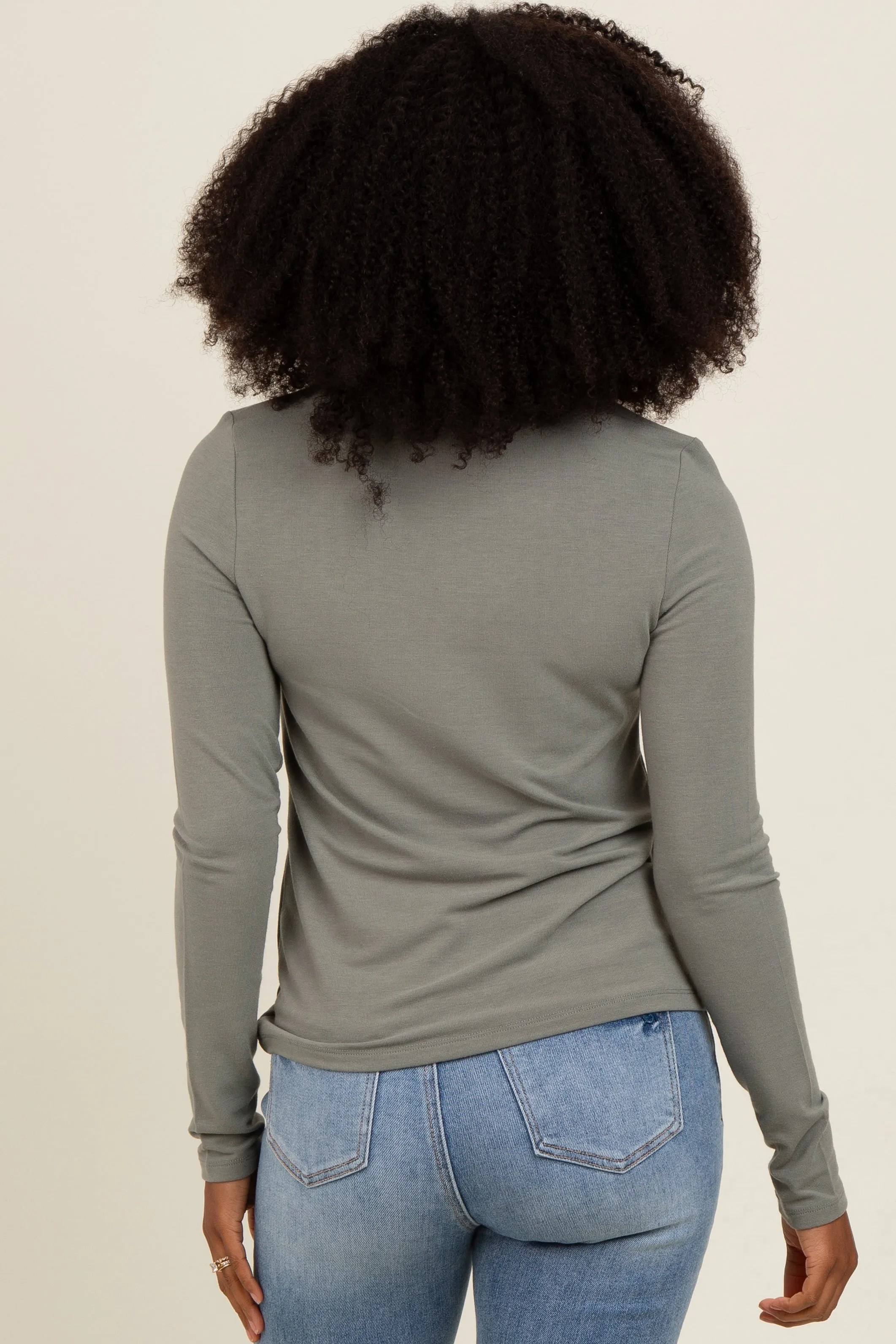 Olive Basic Fitted Long Sleeve Top sold by Pinkblush product image thumbnail 4