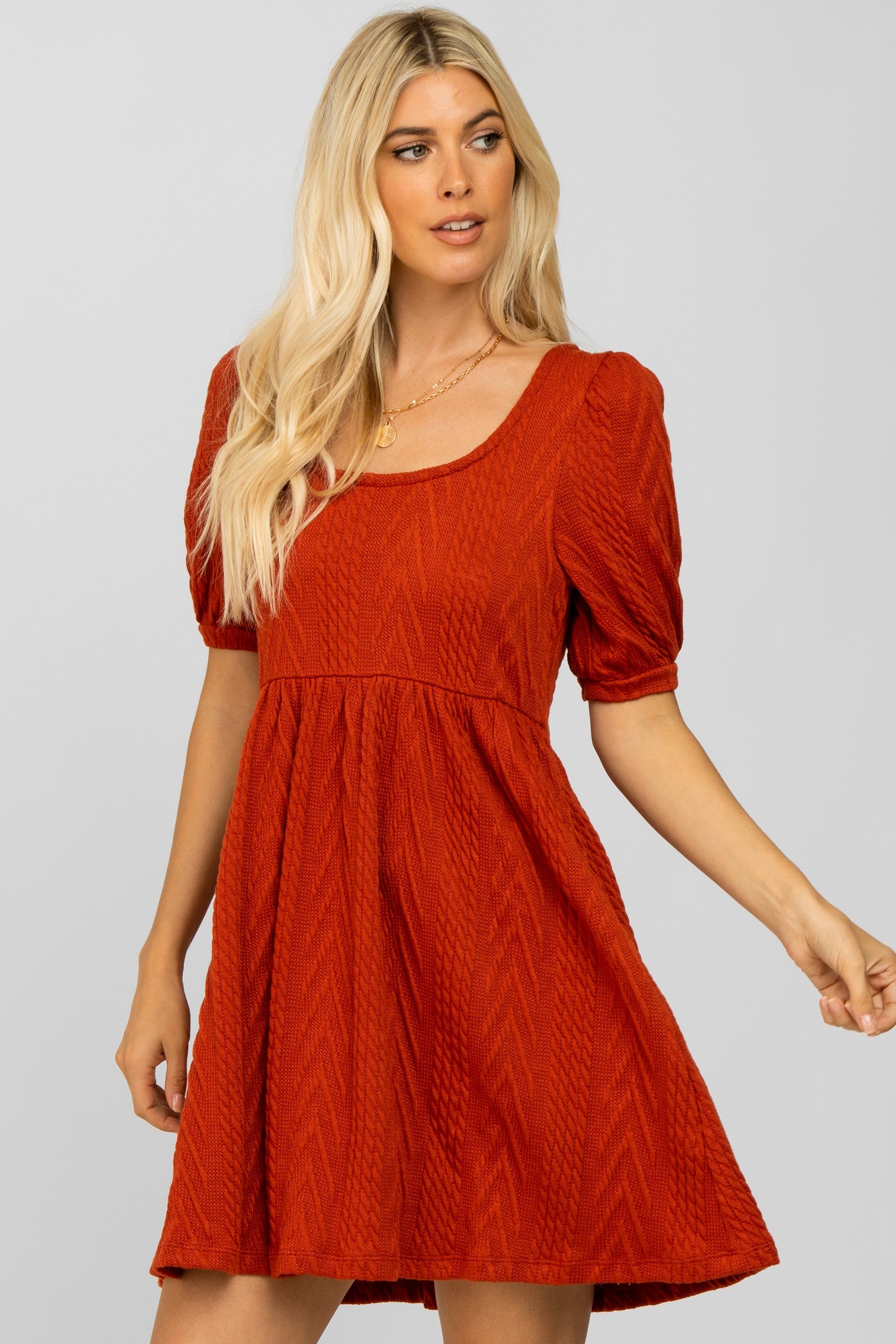 Rust Contrast Knit Sweater Dress sold by Pinkblush product image thumbnail 3