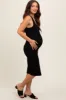 Black Ribbed Sleeveless Fitted Maternity Dress sold by Pinkblush