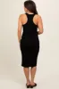 Black Ribbed Sleeveless Fitted Maternity Dress sold by Pinkblush