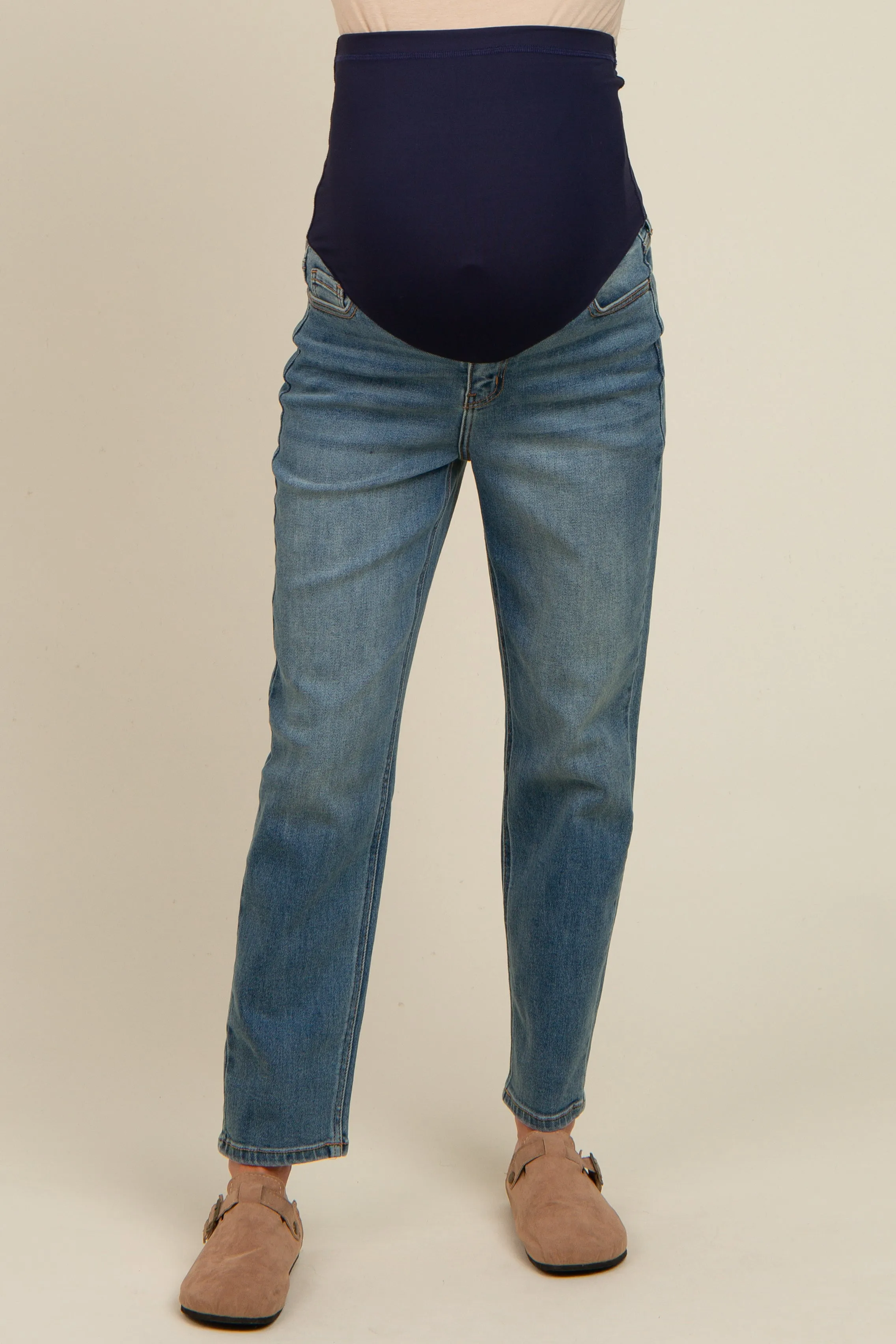 Blue Straight Leg Maternity Jeans sold by Pinkblush product image thumbnail 3