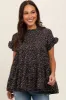 Black Animal Print Tiered Maternity Top sold by Pinkblush