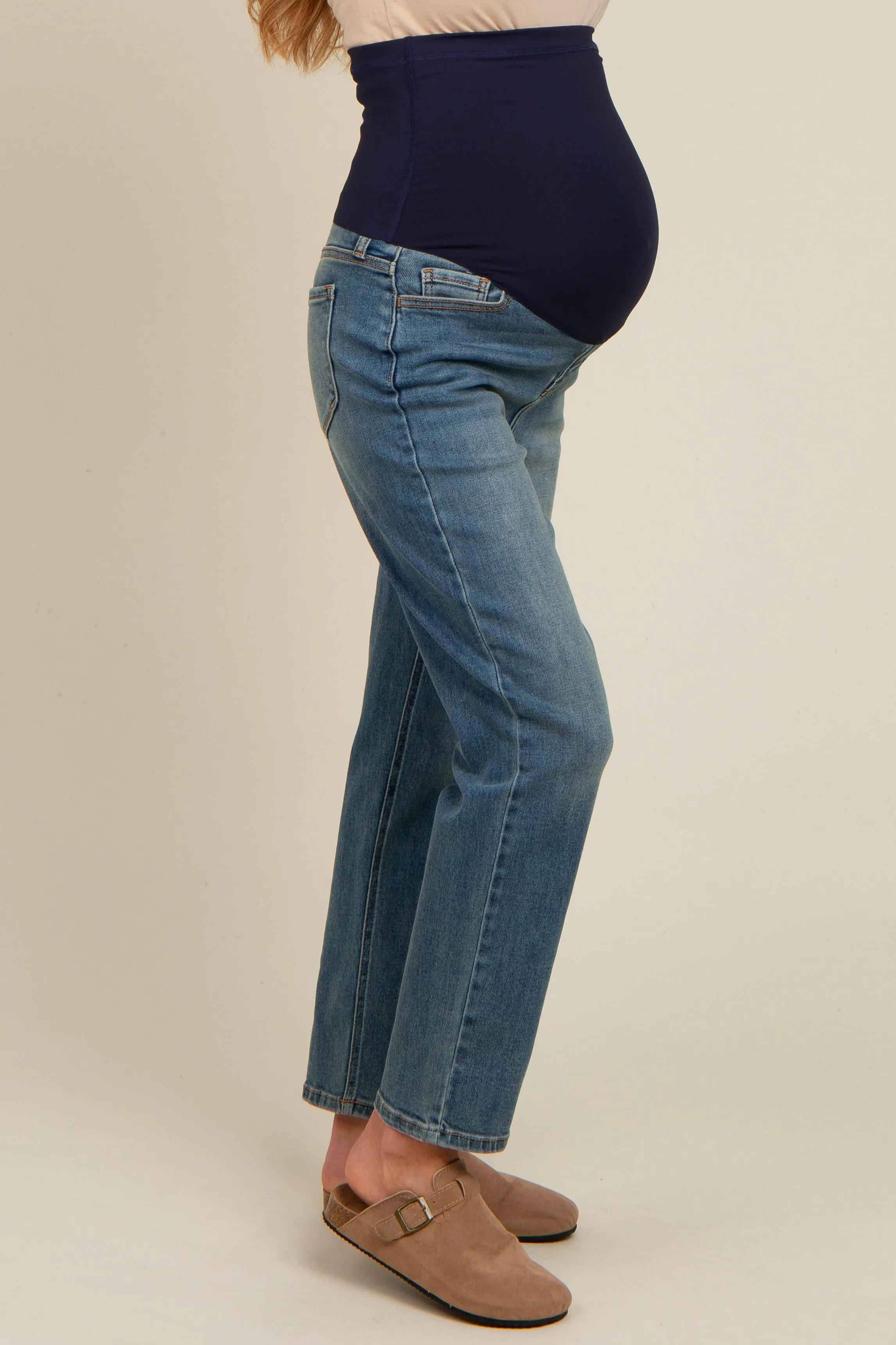 Blue Straight Leg Maternity Jeans sold by Pinkblush product image thumbnail 4