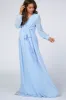 Light Blue Chiffon Long Sleeve Maternity Maxi Dress sold by Pinkblush