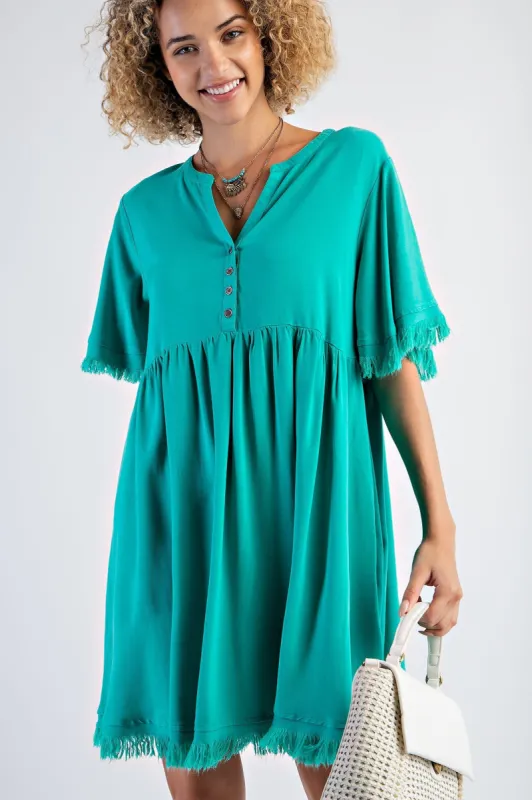 Jade Button Front Frayed Dress sold by Pinkblush