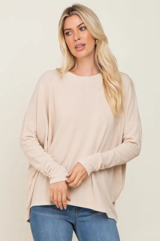 Cream Knit Long Dolman Sleeve Top sold by Pinkblush