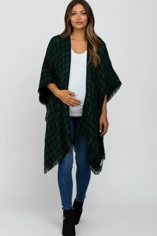 Forest Green Houndstooth Maternity Sweater Poncho sold by Pinkblush