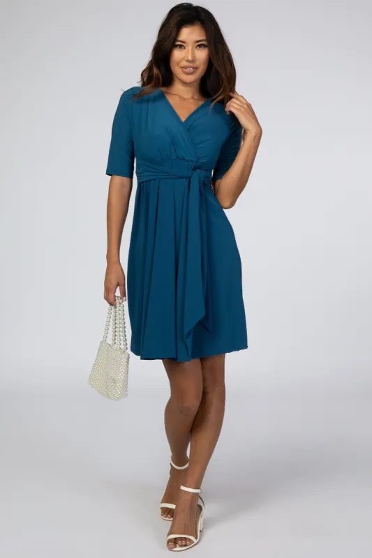 Teal Waist Tie Nursing Dress sold by Pinkblush