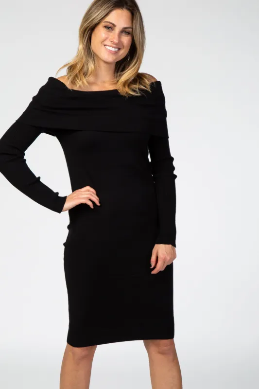 Black Off Shoulder Midi Dress sold by Pinkblush