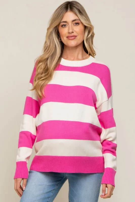 Fuchsia Striped Maternity Sweater sold by Pinkblush