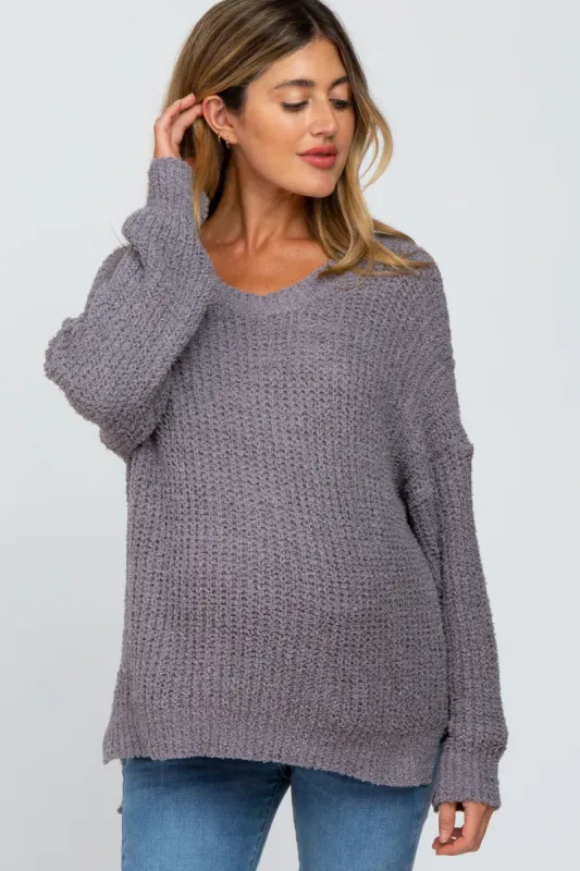 Charcoal Dropped Shoulder Maternity Sweater sold by Pinkblush