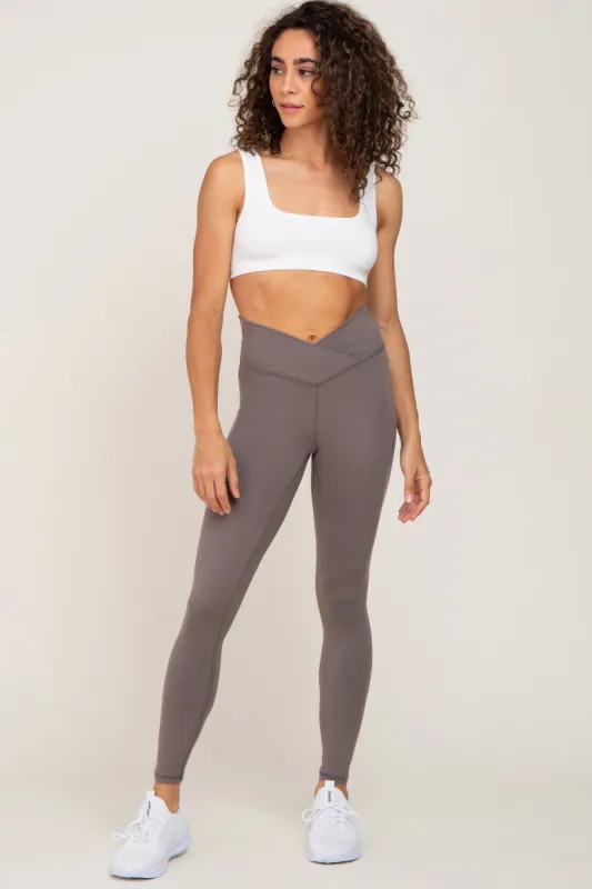 Grey Crossover Waist Leggings sold by Pinkblush