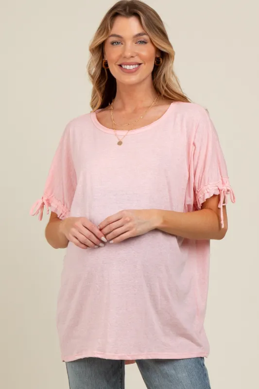 Pink Drawstring Dolman Sleeve Maternity Top sold by Pinkblush