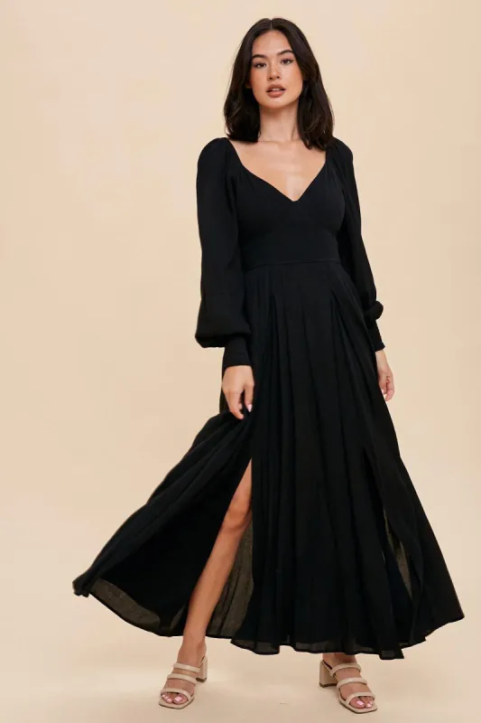 Black Flared Maxi Dress sold by Pinkblush