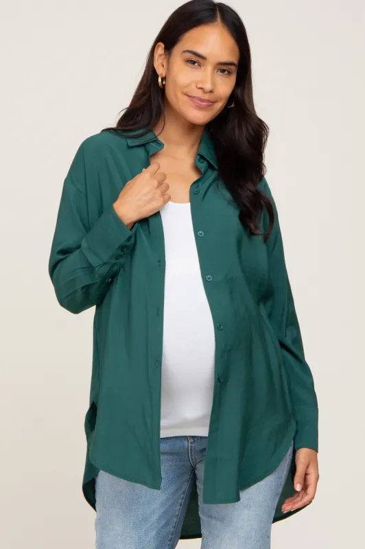 Olive Oversized Maternity Button Down Blouse sold by Pinkblush