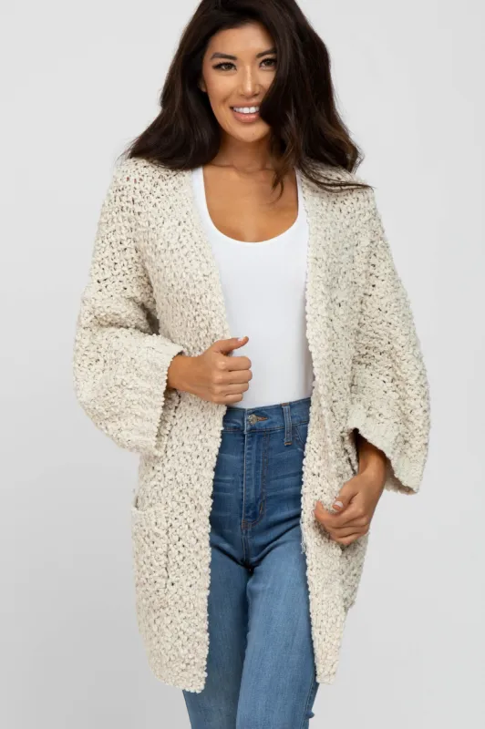 Beige Soft Popcorn Knit Cardigan sold by Pinkblush