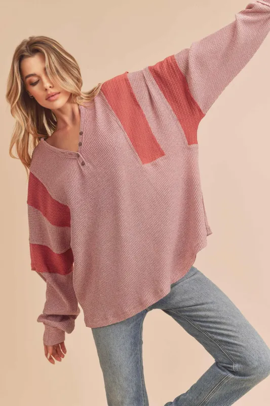 Mauve Colorblock Top sold by Pinkblush