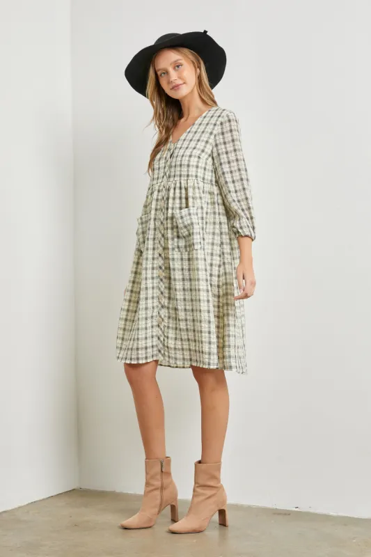 Sage Button Down Front Pocket Maternity Midi Dress sold by Pinkblush