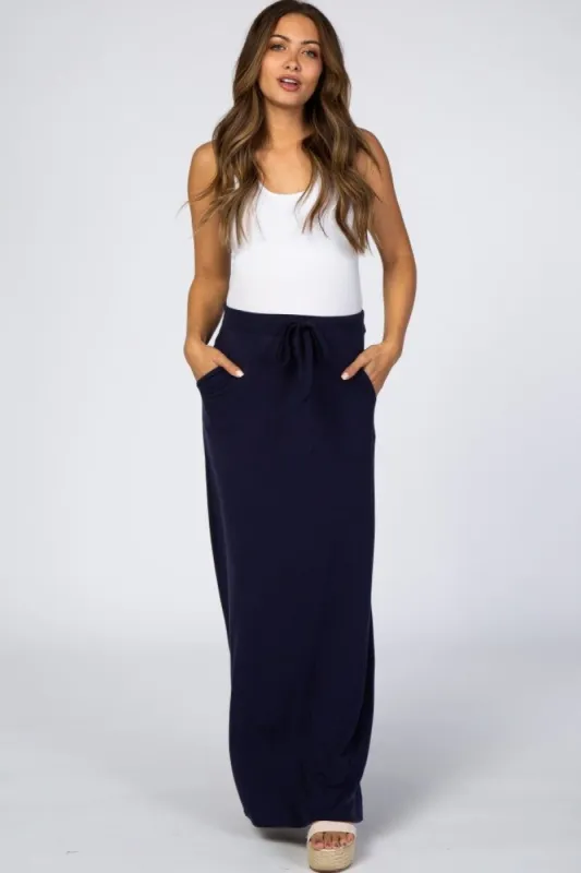 Navy Blue Maternity Maxi Skirt sold by Pinkblush