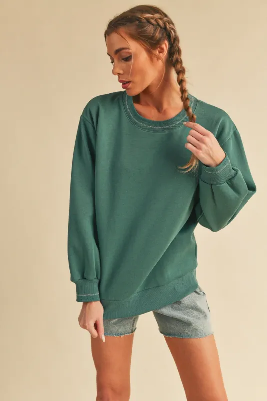 Teal Embroidered Fleece Sweatshirt sold by Pinkblush