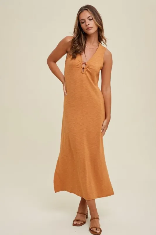 Amber Slub Knit Ring Link Cut Out Midi Dress sold by Pinkblush