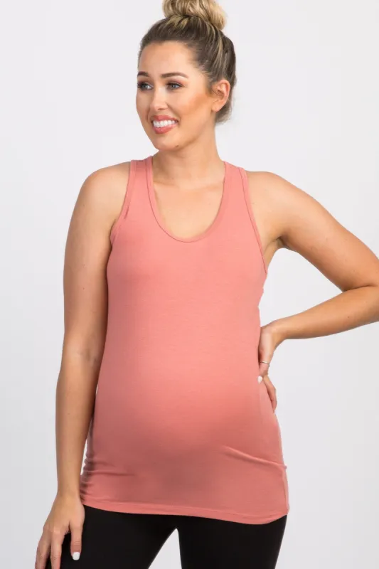 Pink Fitted Maternity Tank Top sold by Pinkblush