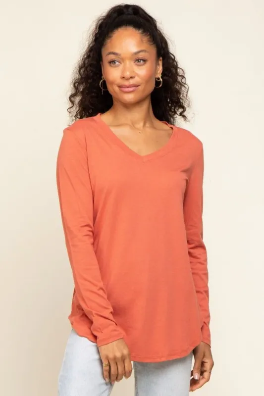 Rust Long Sleeve Top sold by Pinkblush