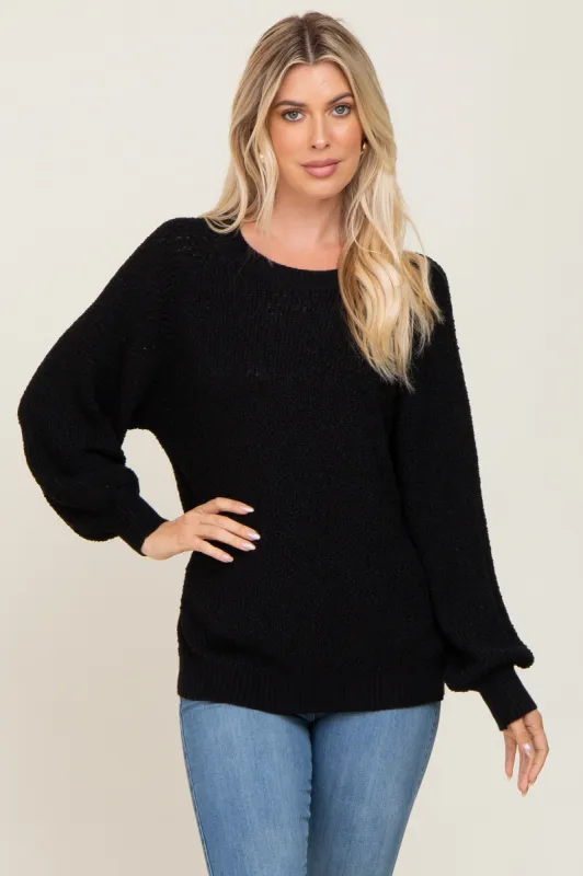 Black Popcorn Knit Raglan Sweater sold by Pinkblush