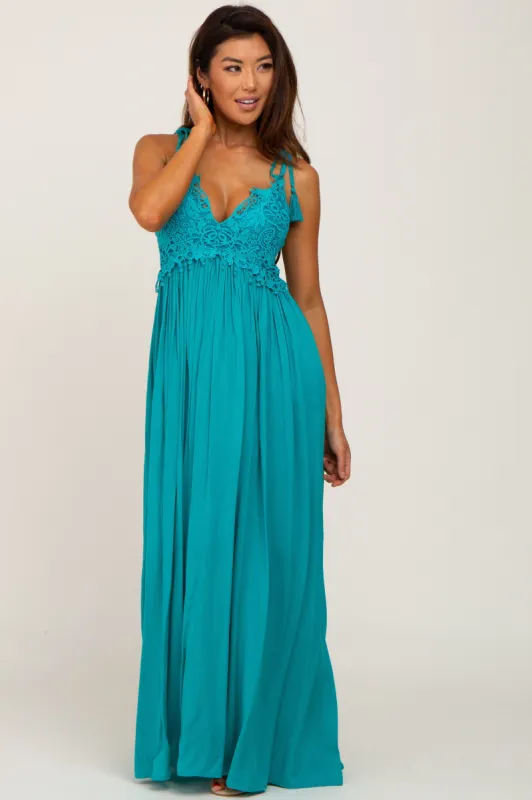 Turquoise Crochet Lace Maxi Dress sold by Pinkblush