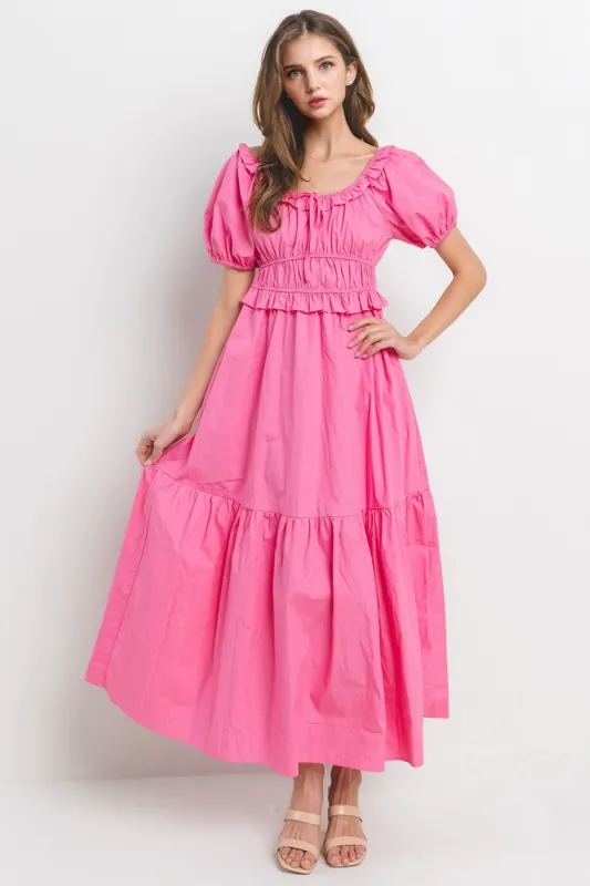 Pink Poplin Tiered Maxi Dress sold by Pinkblush