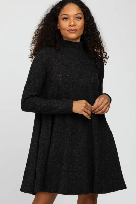 Black Brushed Mock Neck Dress sold by Pinkblush