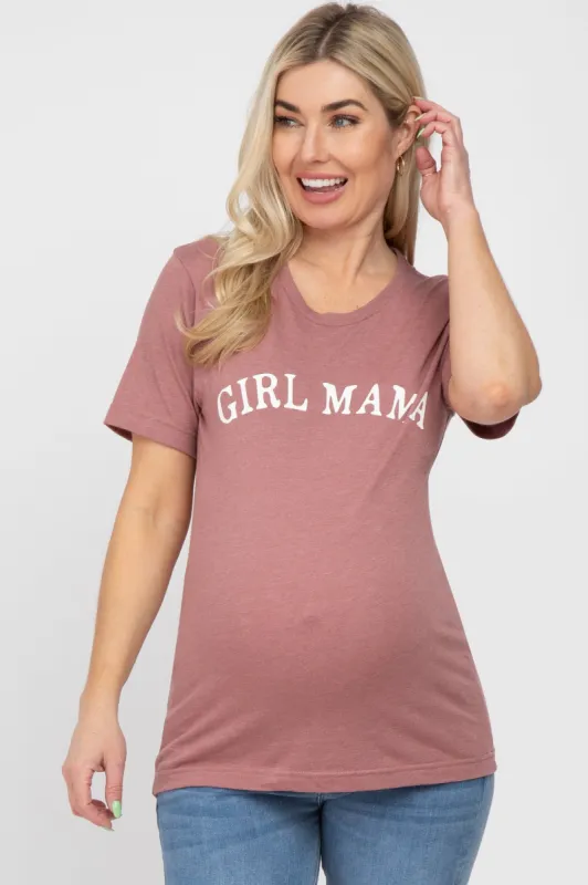 Mauve "GIRL MAMA" Graphic Maternity Tee sold by Pinkblush