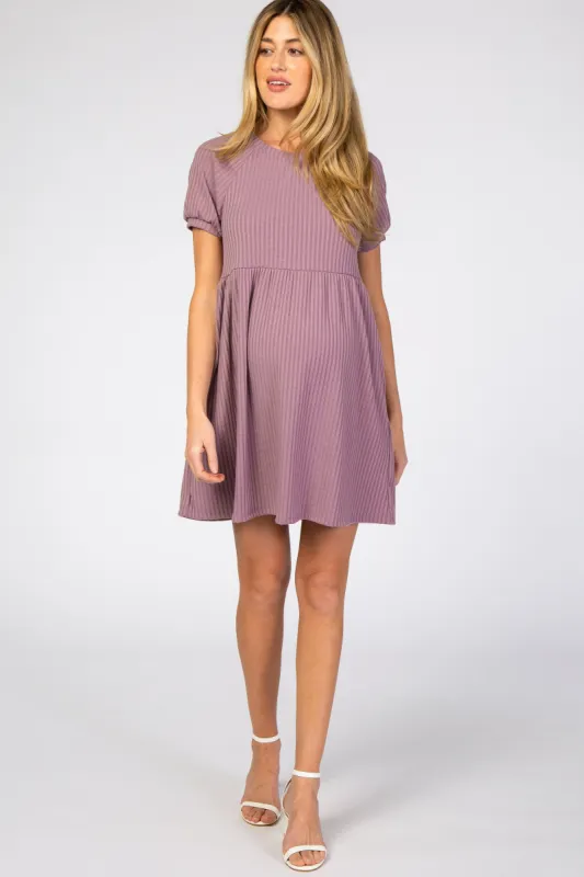 Lavender Ribbed Babydoll Maternity Dress sold by Pinkblush