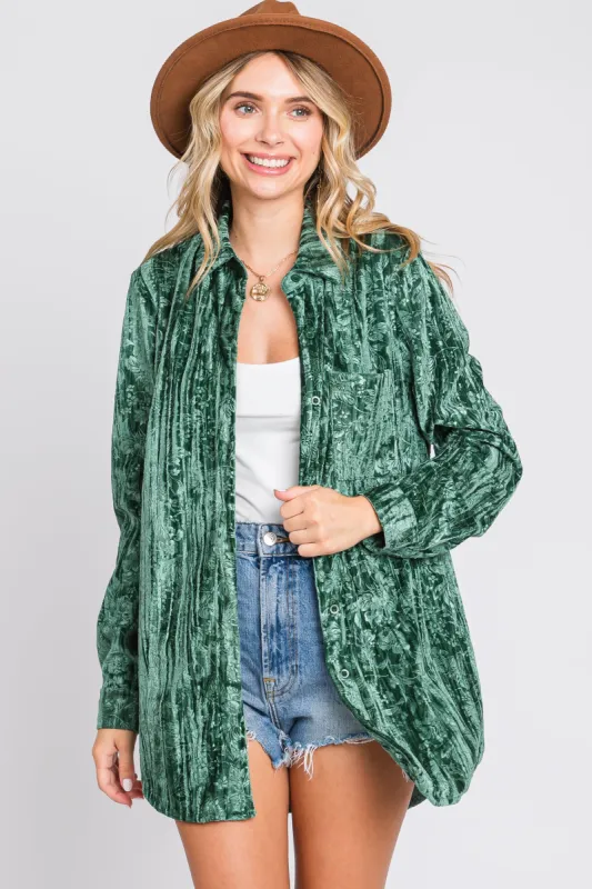 Green Embossed Floral Velvet Blouse sold by Pinkblush