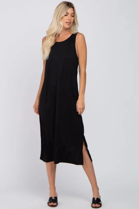 Black Sleeveless Midi Dress sold by Pinkblush