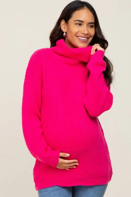 Fuchsia Soft Knit Cutout Back Maternity Sweater sold by Pinkblush
