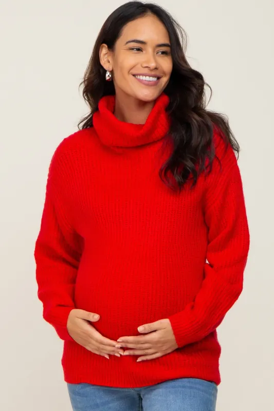 Red Soft Knit Cutout Back Maternity Sweater sold by Pinkblush