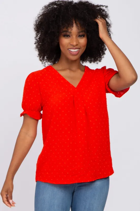Red Swiss Dot Blouse sold by Pinkblush