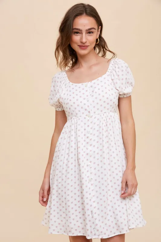 Mauve Floral Dotted Button Front Dress sold by Pinkblush