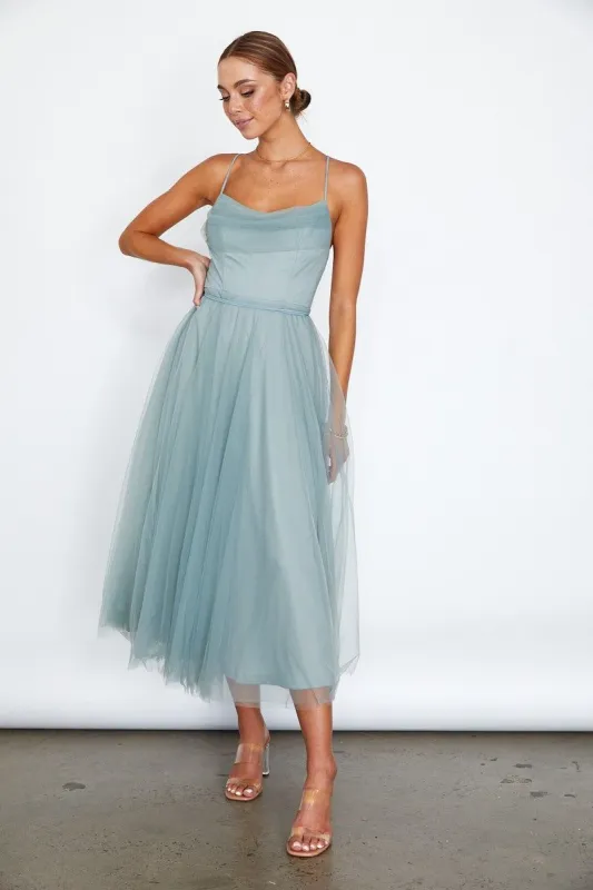 Sage Tulle Ballerina Midi Dress sold by Pinkblush