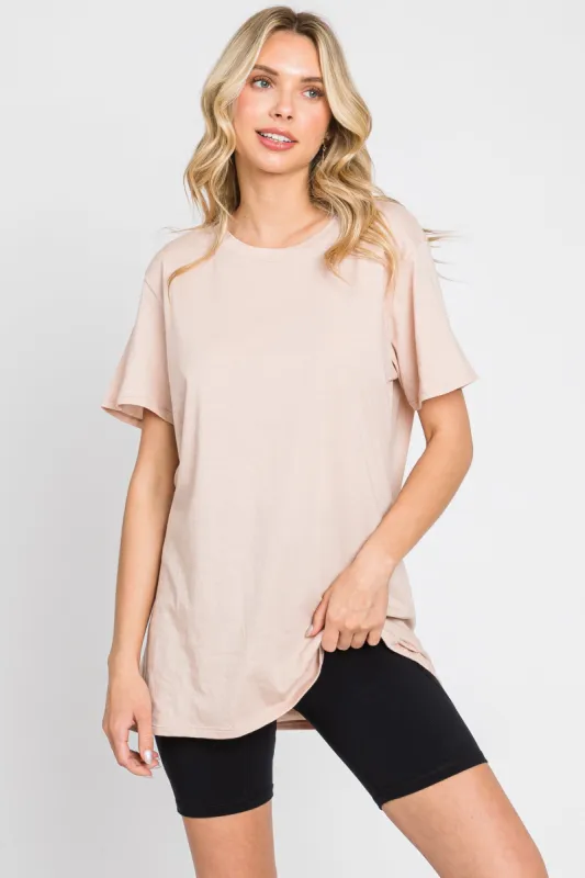 Light Pink Oversized Short Sleeve Top sold by Pinkblush